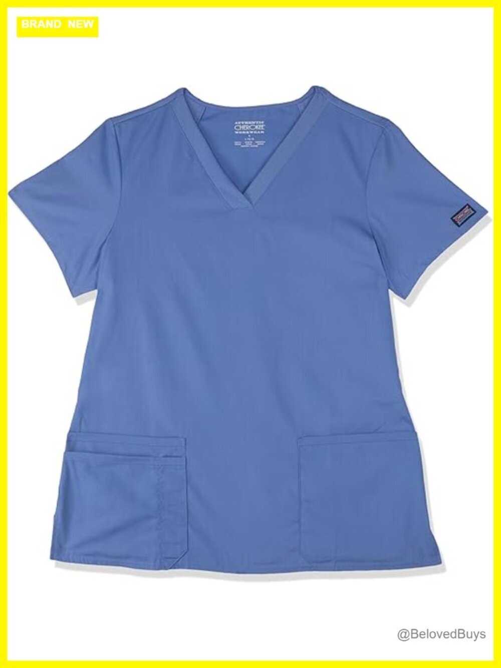 Women's V-Neck Scrub Top with 3 Pockets, Instrument Loop, Fade Resistant